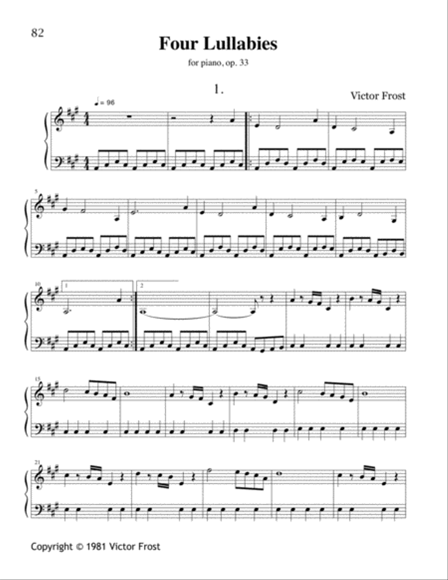 Four Lullabies Four Lullabies Piano Method scores gallery preview page 2