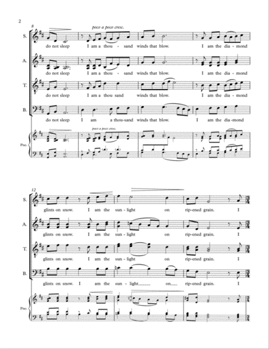 Do not stand at my grave and weep 4-Part scores gallery preview page 4