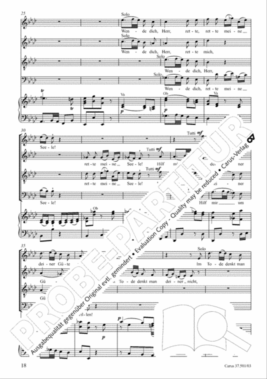 The Sixth Psalm of David (Der Sechste Psalm Davids) 4-Part scores gallery preview page 19