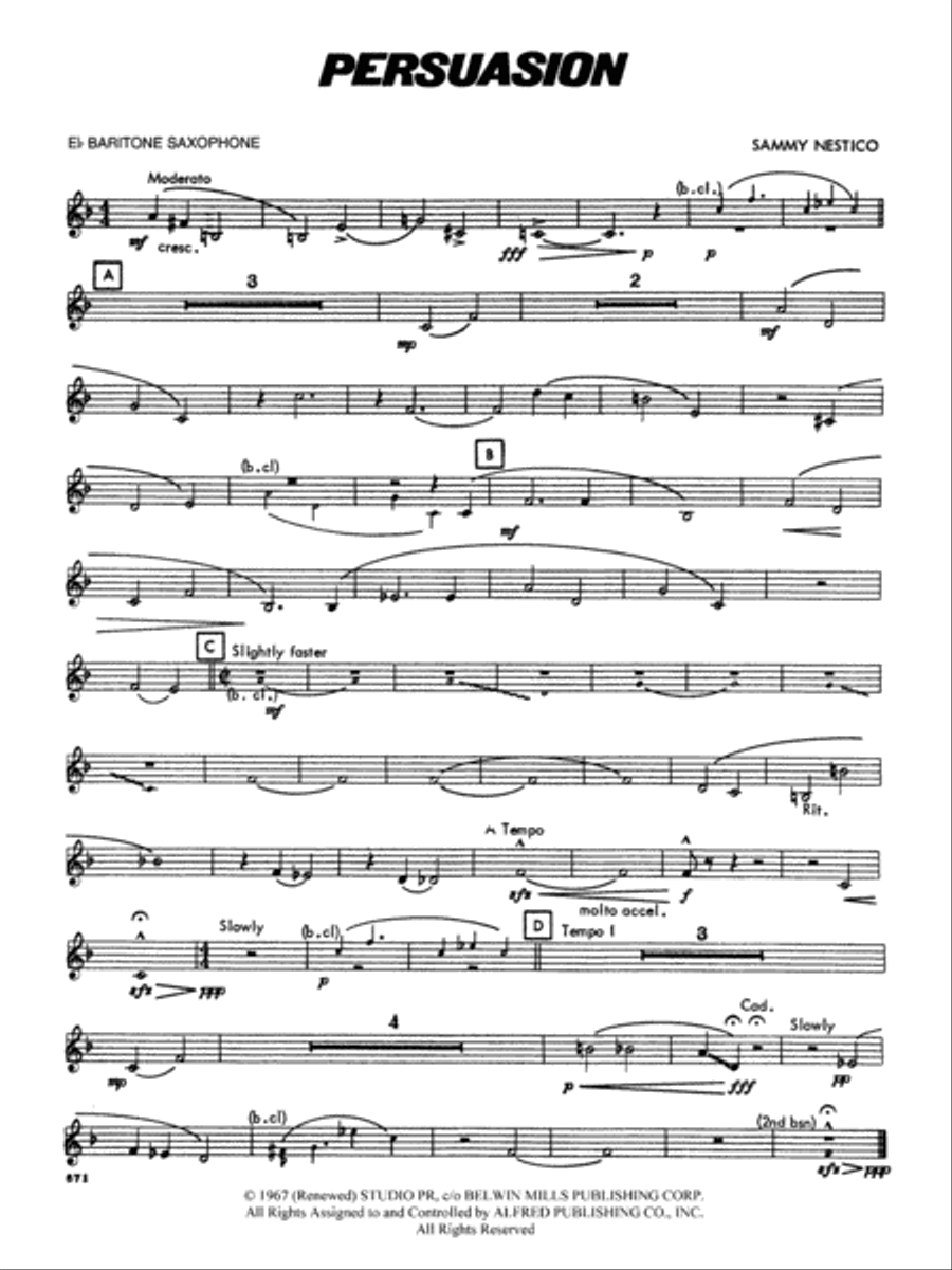 Persuasion: E-flat Baritone Saxophone Concert Band scores gallery preview page 1
