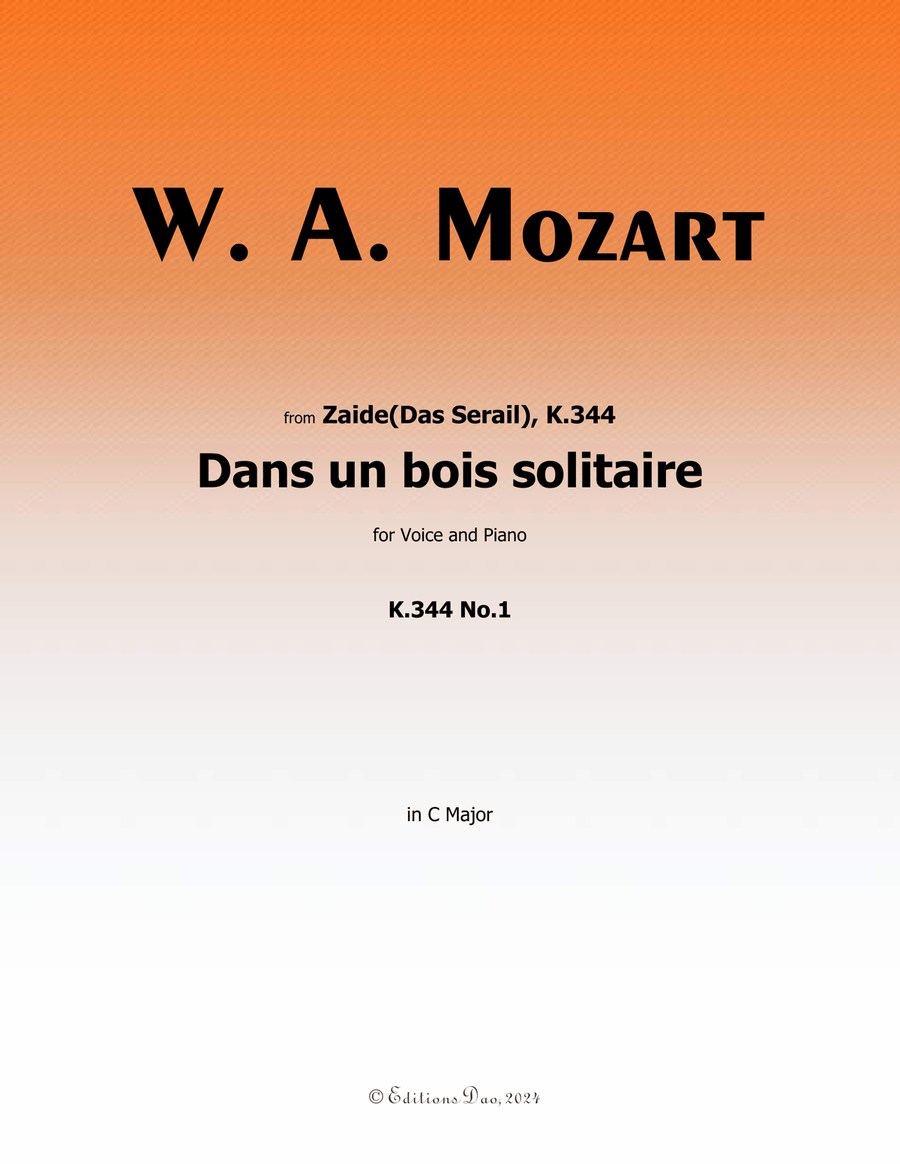 Dans un bois solitaire, by Mozart, K.308/295b, in C Major Piano, Vocal scores gallery preview page 1