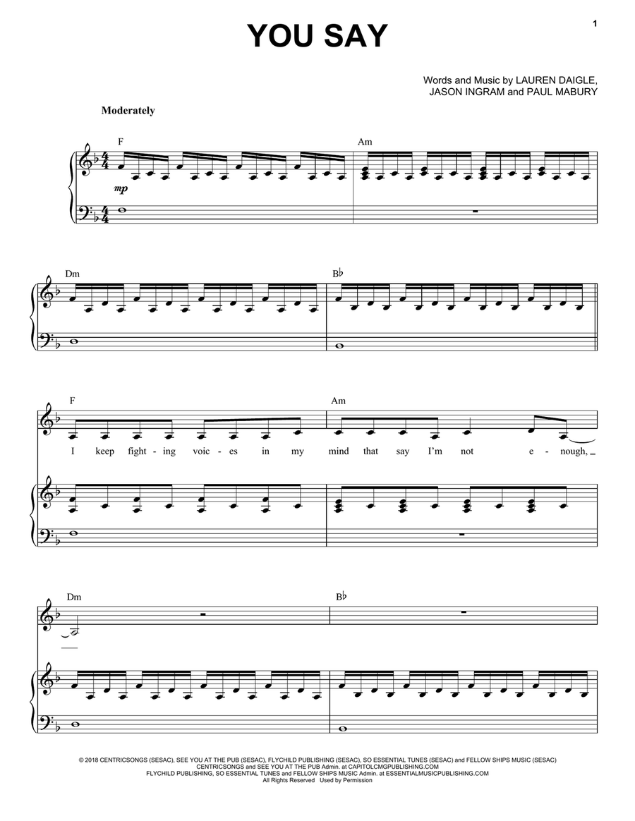 You Say Voice scores gallery preview page 1