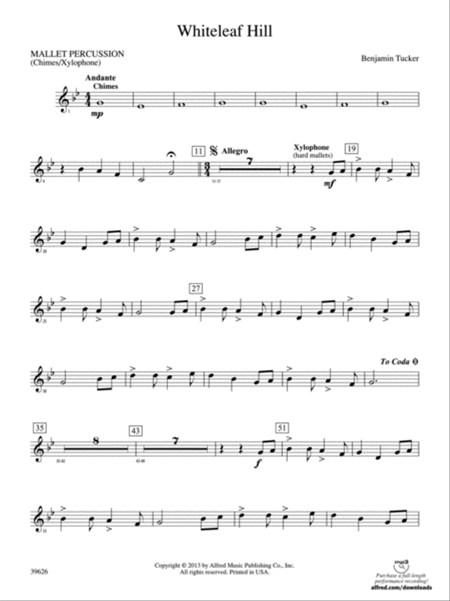 Whiteleaf Hill: Mallets Concert Band scores gallery preview page 1