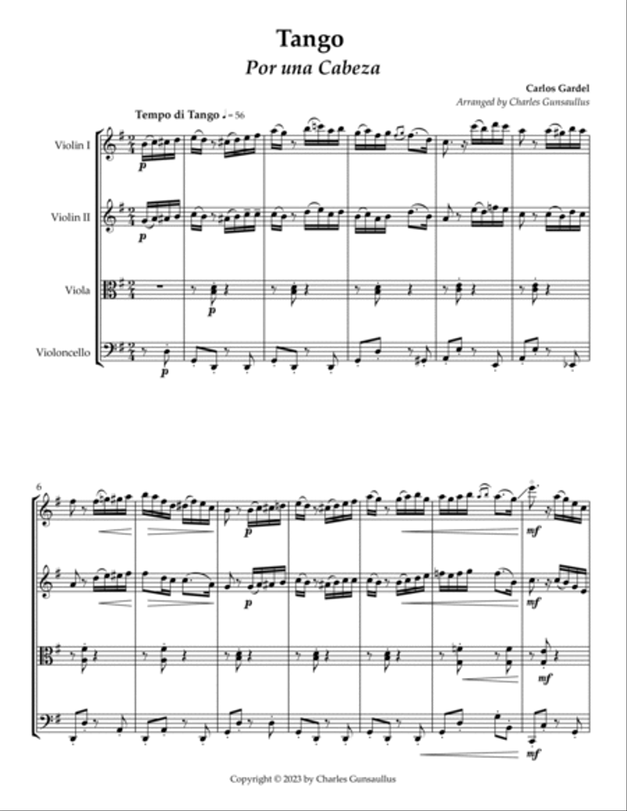 Tango Por Una Cabezza - Gardel - String Quartet String Quartet scores gallery preview page 2