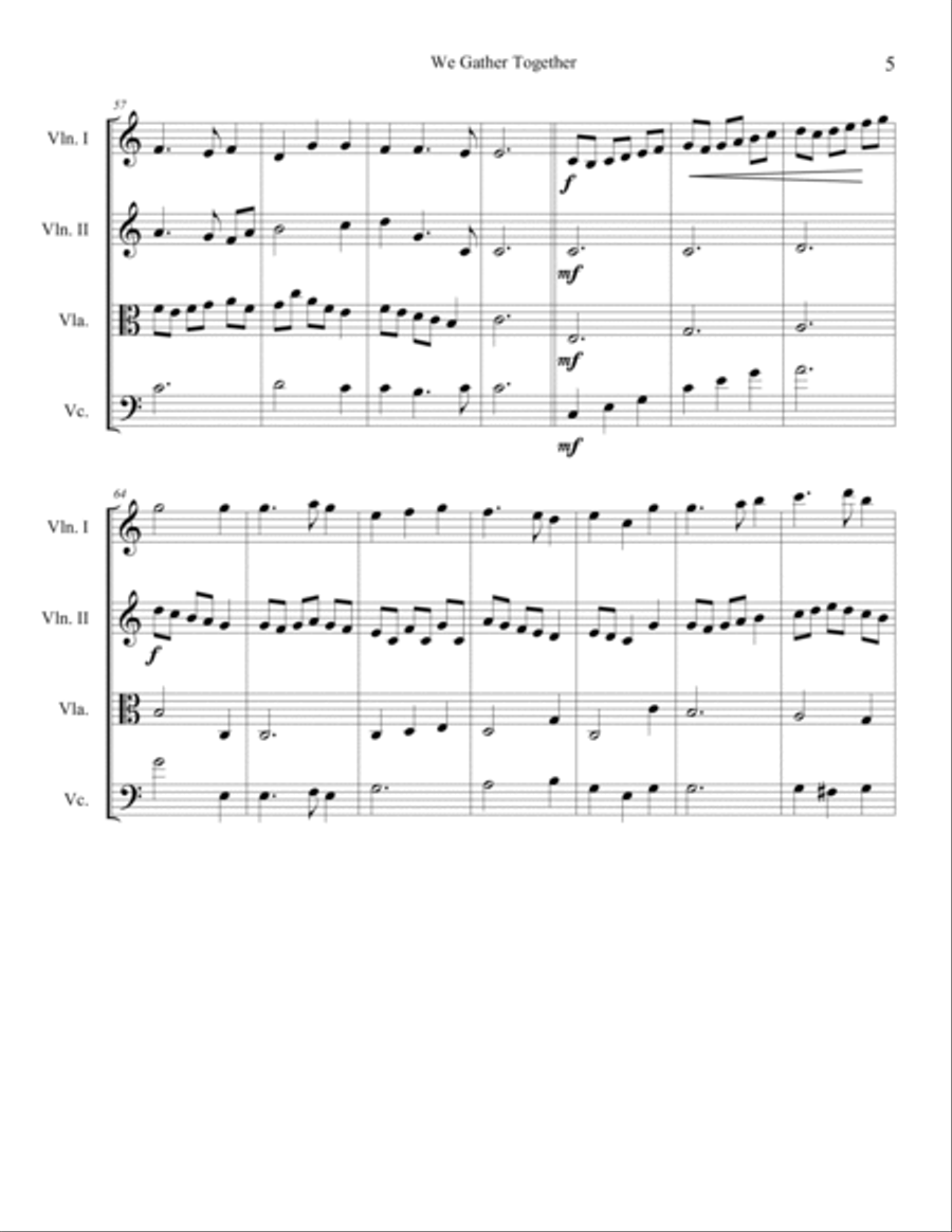 We Gather Together String Quartet scores gallery preview page 6