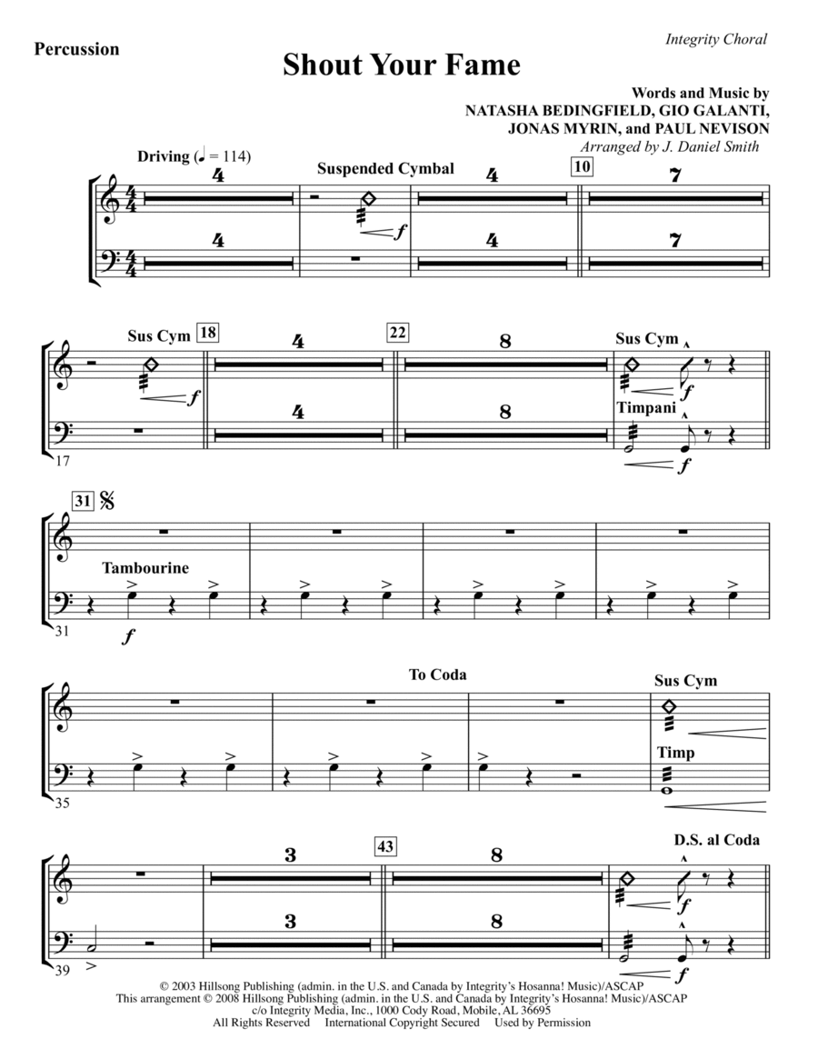 Shout Your Fame - Percussion Choir scores gallery preview page 1