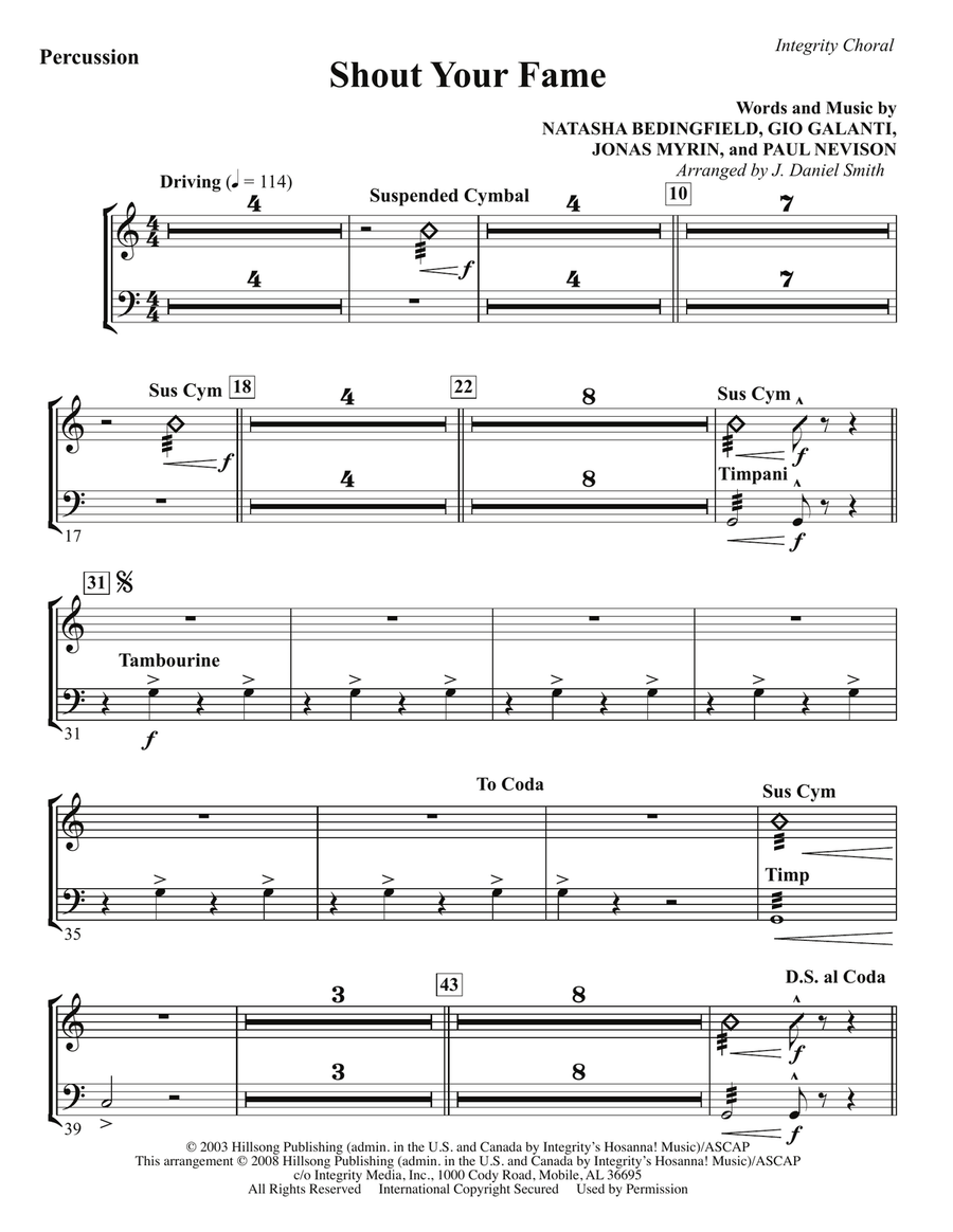 Shout Your Fame - Percussion