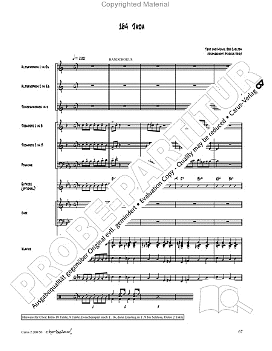 Chorissimo. Instrumentale Begleitarrangements fur Small Bigband, Vol. 3 Big Band scores gallery preview page 65