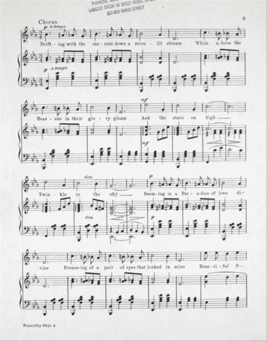Beautiful Ohio. Song Voice scores gallery preview page 3