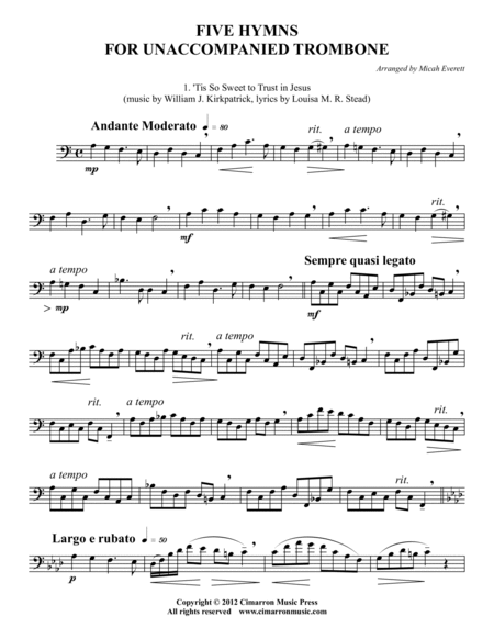 Five Hymns for Unaccompanied Trombone