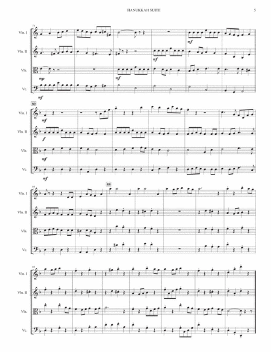 Hanukkah Suite (for String Quartet) String Quartet scores gallery preview page 5