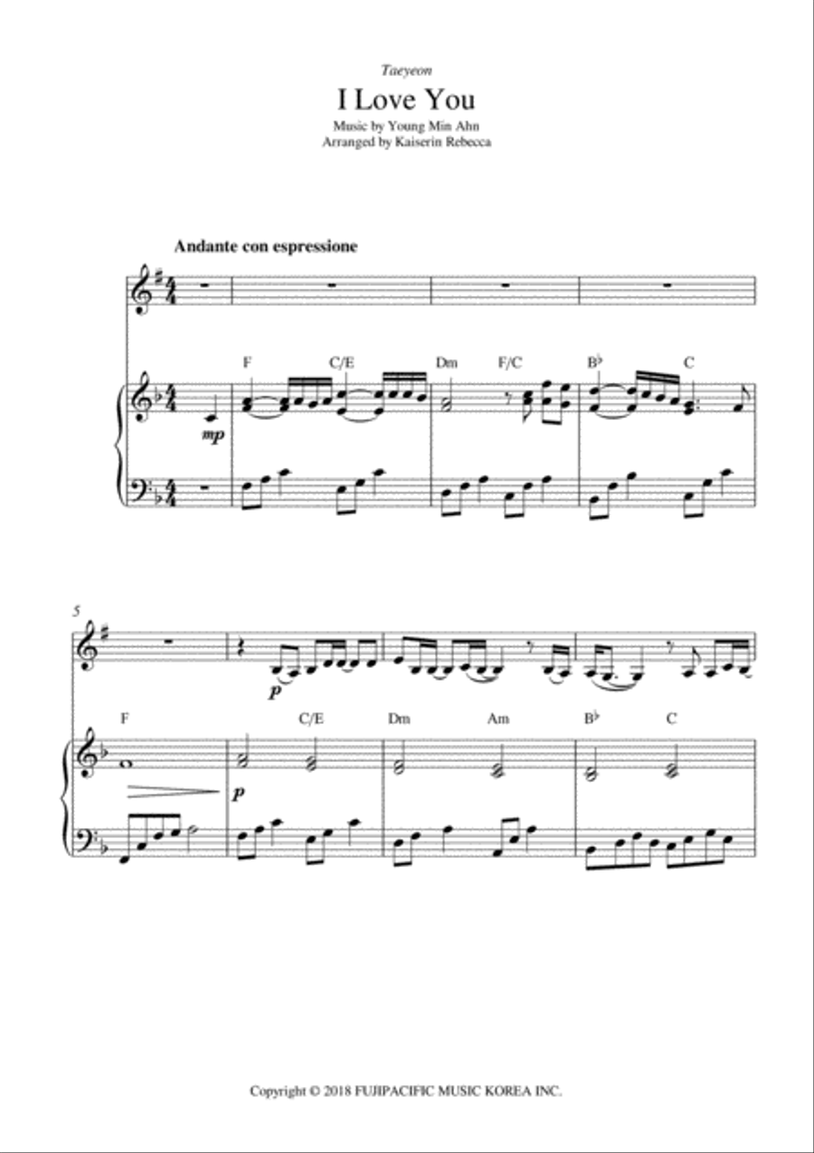 I Love You Clarinet Solo scores gallery preview page 1