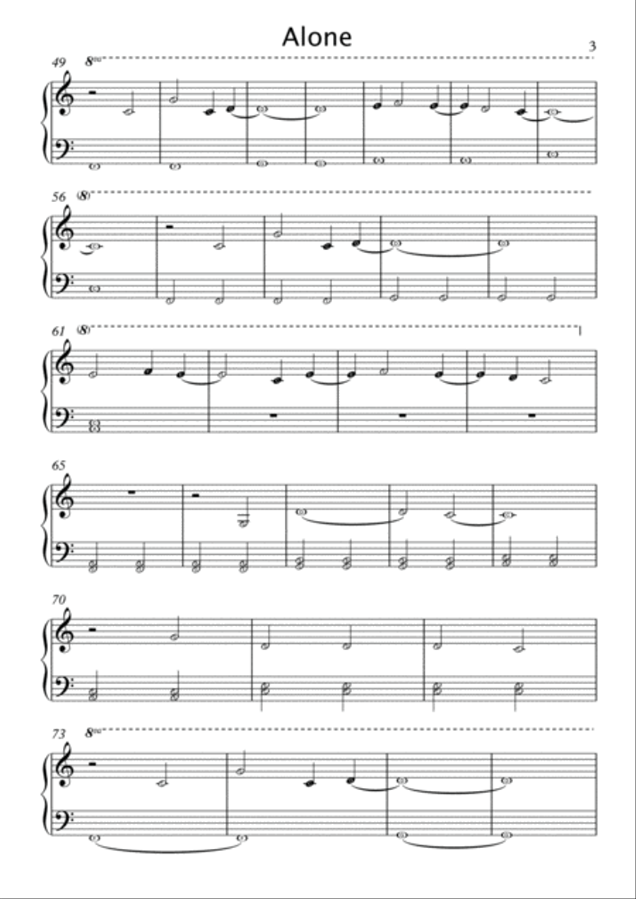 Alone Easy Piano scores gallery preview page 3