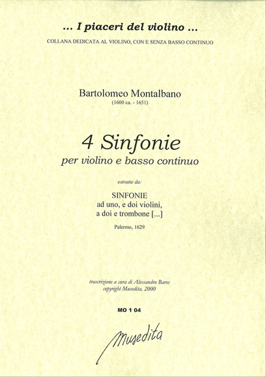4 Sinfonie (Palermo, 1629) Violin scores gallery preview page 1