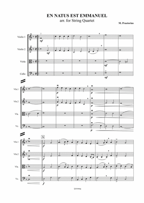 Book cover for M. Praetorius - En Natus Est Emmanuel, arr. for String Quartet