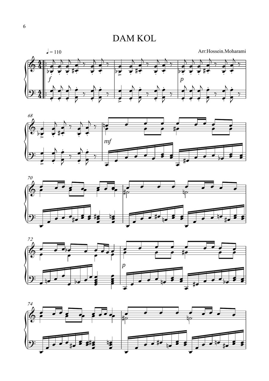 10 Iranian Folk Music Easy Piano scores gallery preview page 6
