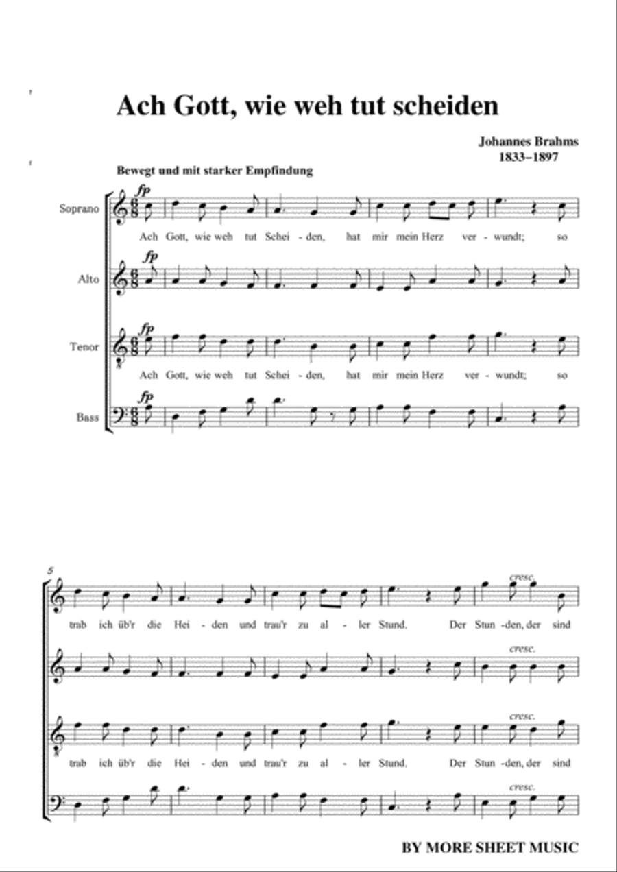 Brahms-Ach Gott,wie weh tut scheiden,WoO 33 No.17,from '49 Deutsche Volkslieder,WoO 33',in a minor,f Bassoon scores gallery preview page 3