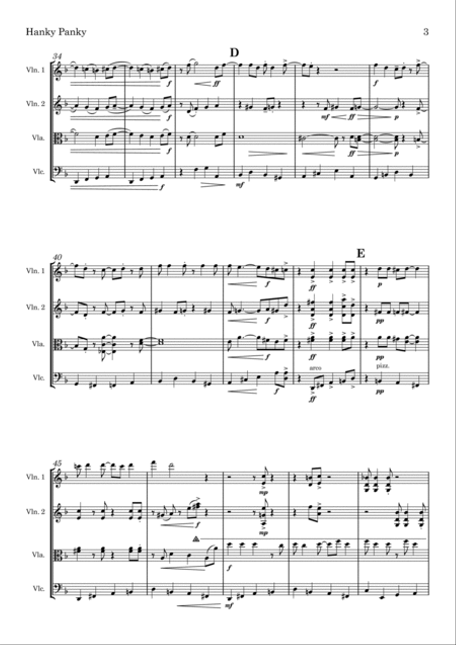 Hanky Panky Hanky Panky String Quartet scores gallery preview page 3