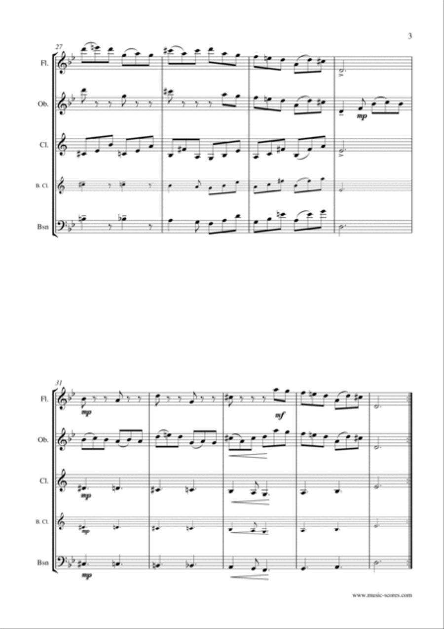 Giga from Corelli Sonata in D minor: Wind Quartet Woodwind Quartet scores gallery preview page 3