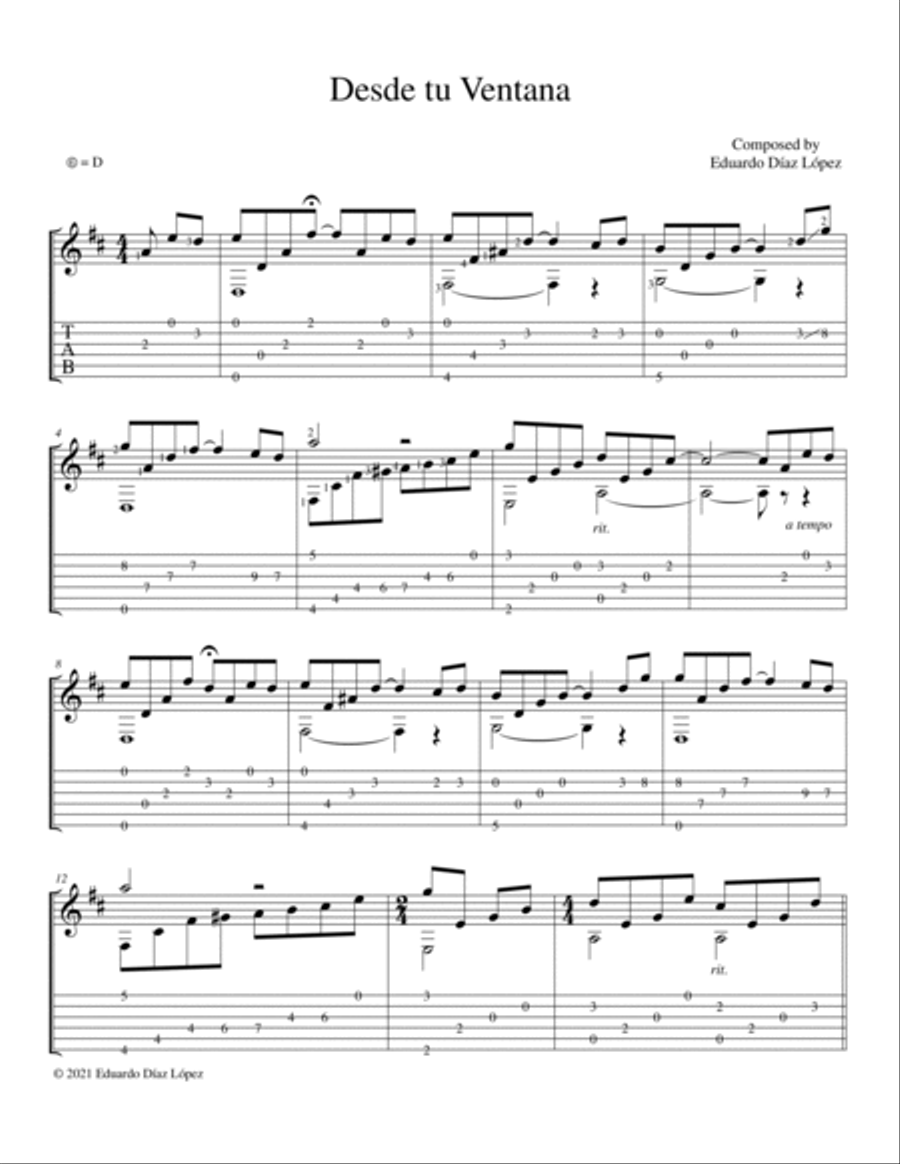 Desde Tu Ventana Desde Tu Ventana Guitar Tablature scores gallery preview page 2