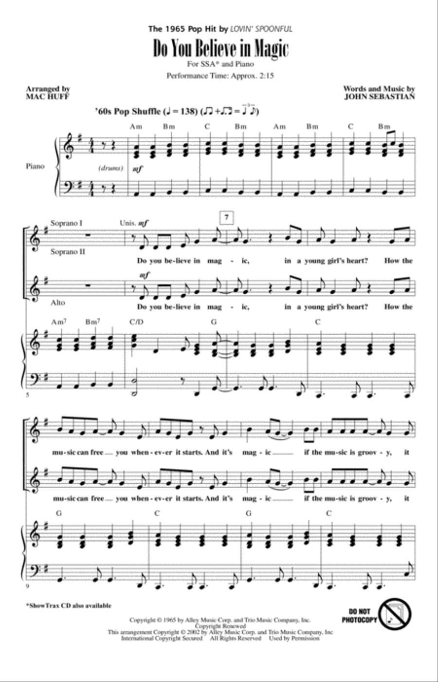 Do You Believe In Magic (arr. Mac Huff) SSA scores gallery preview page 1