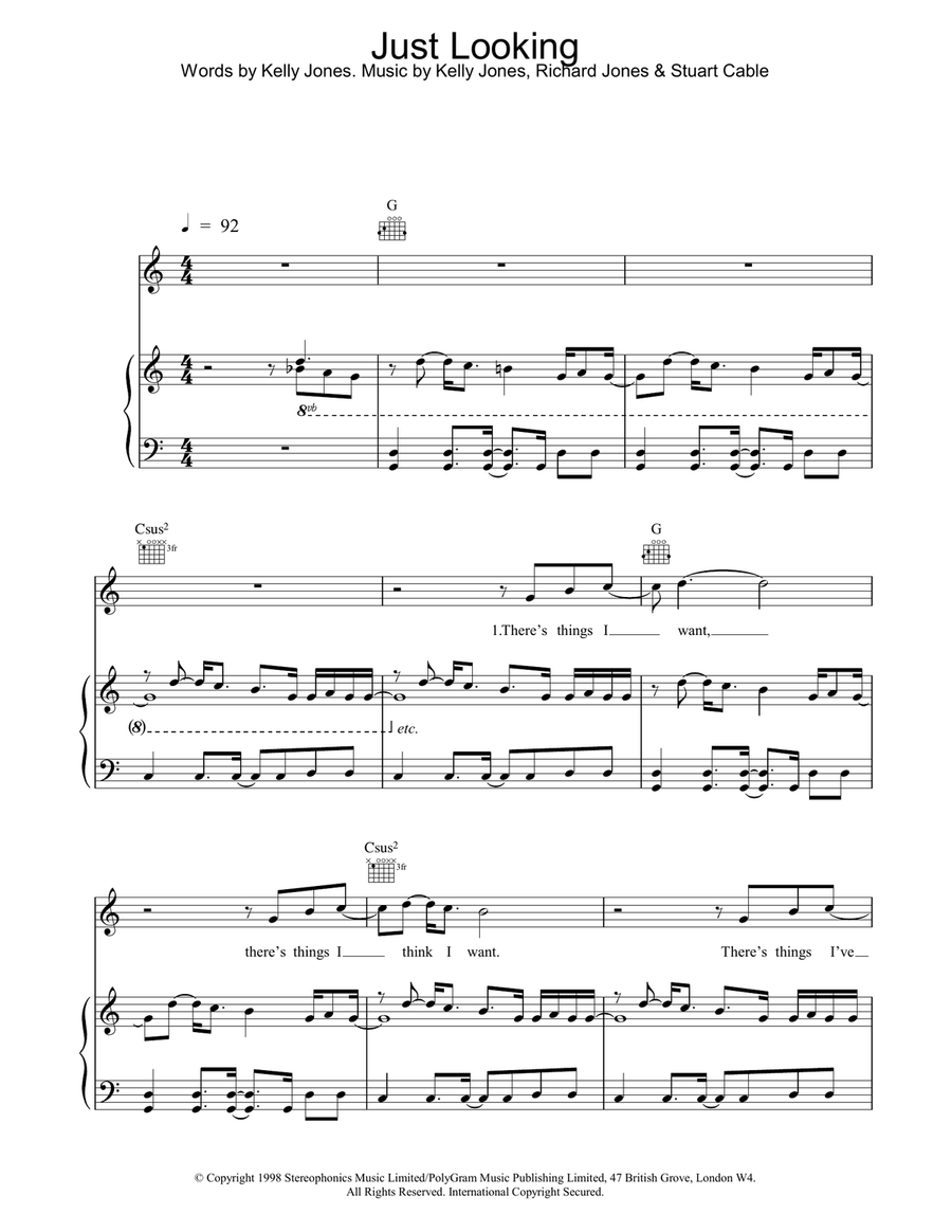 Just Looking Piano, Vocal, Guitar scores gallery preview page 1