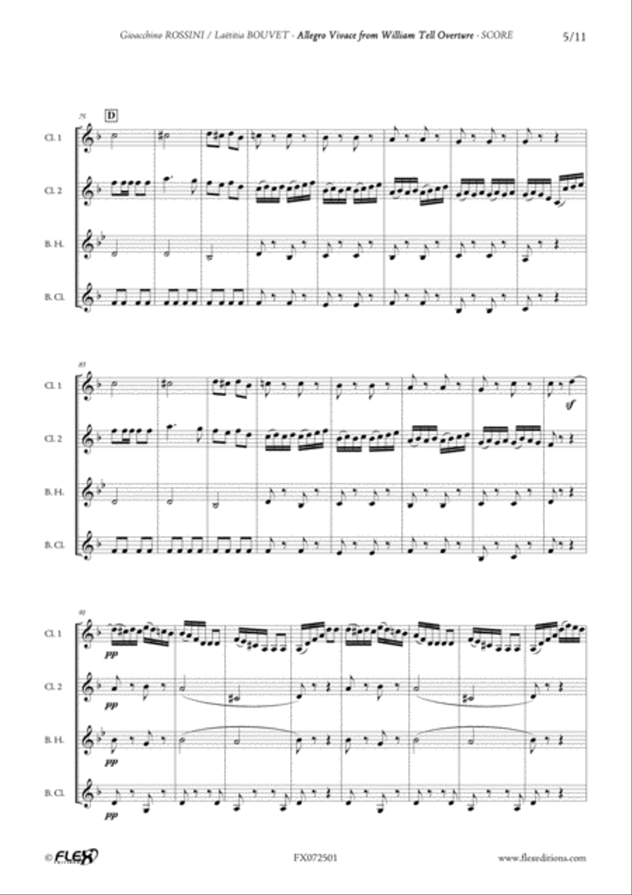 Allegro Vivace from William Tell Overture Clarinet Quartet scores gallery preview page 5