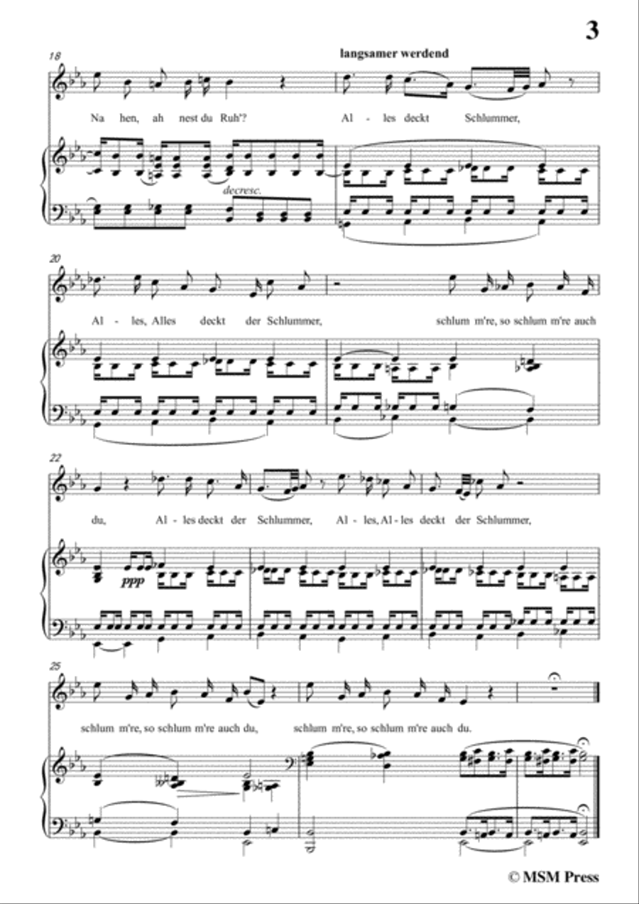 Schubert-Bertha's Lied in der Nacht(Bertha's Night Song),D.653,in E flat Major,for Voice&Piano Voice scores gallery preview page 5