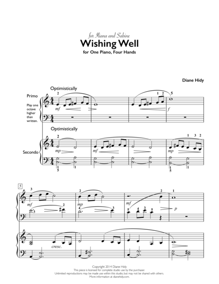 Wishing Well - Late Elementary Duet - One Piano 4-Hands image number null