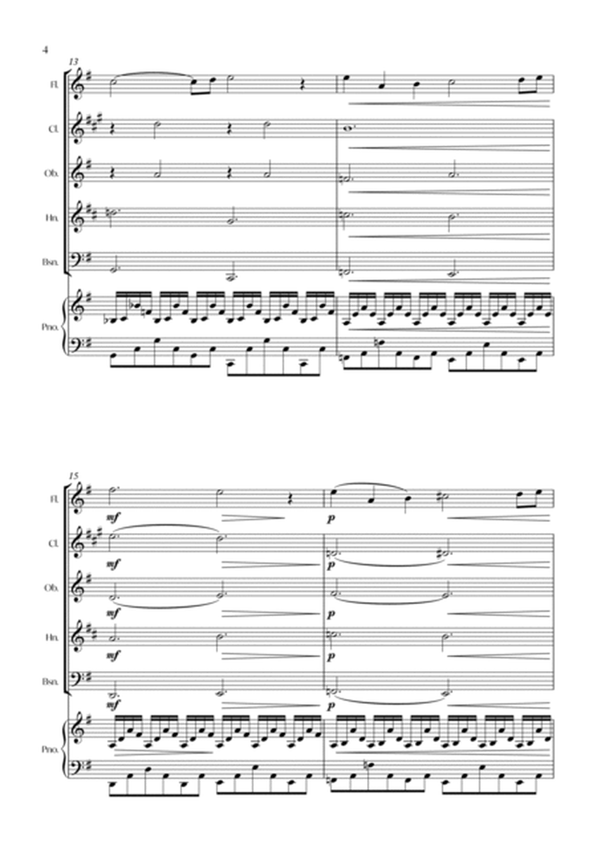 The Swan (C. Saint-Saëns) - Woodwind quintet with piano - Score and parts image number null