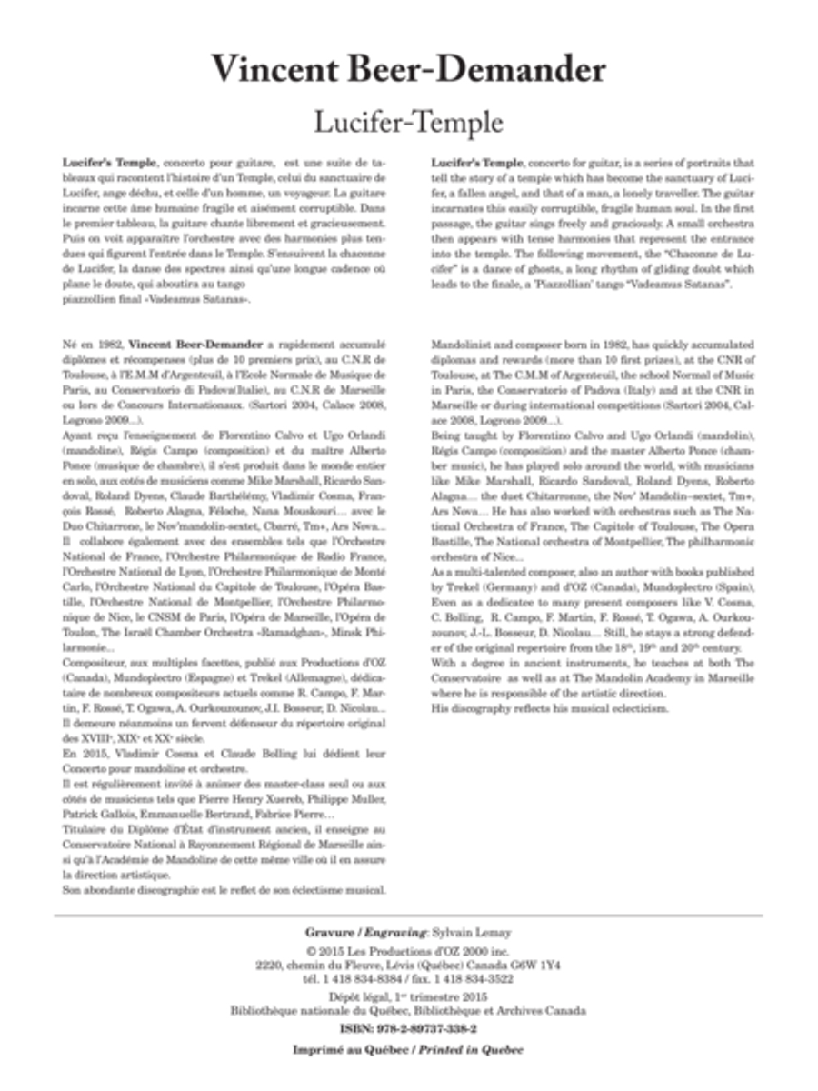 Lucifer-Temple, concerto (réduction de piano) Classical Guitar scores gallery preview page 1