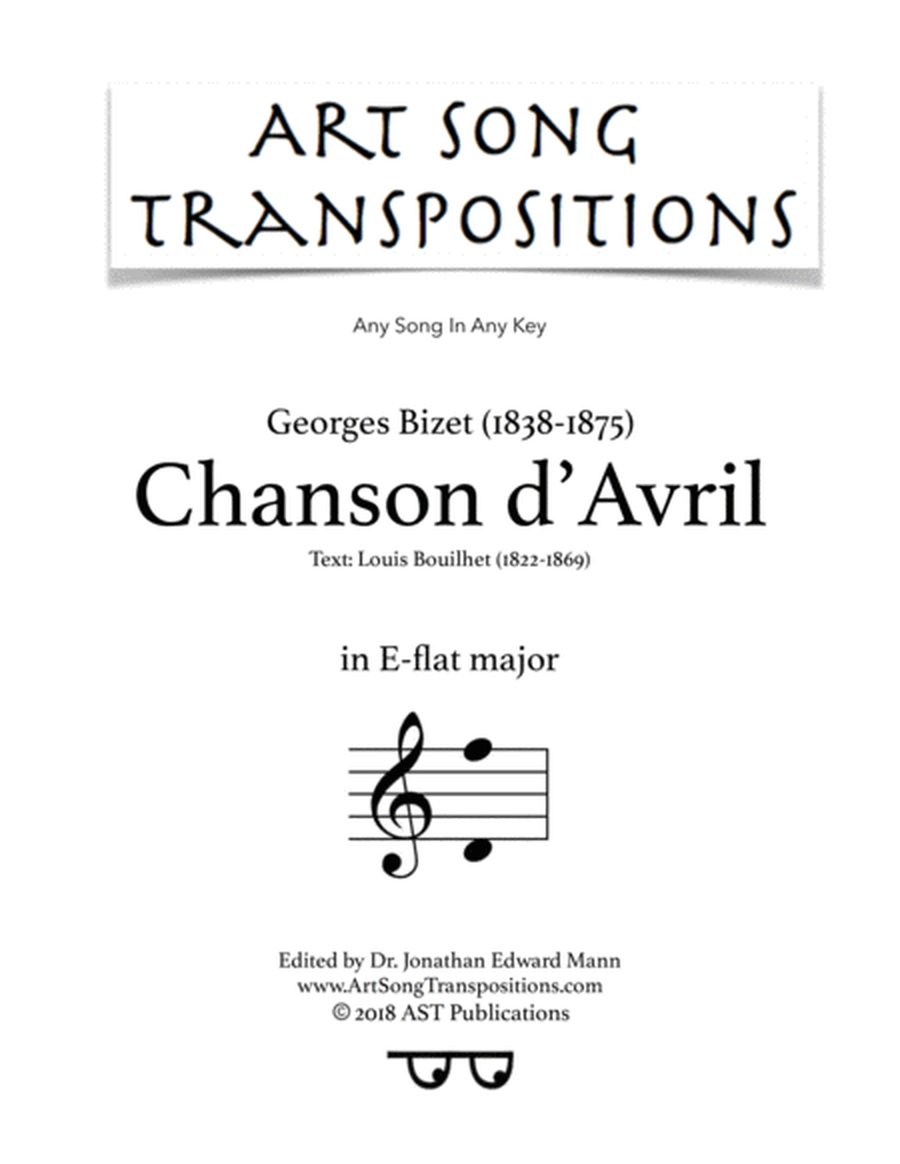 BIZET: Chanson d'Avril (transposed to E-flat major)