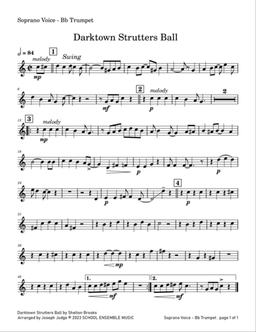 Darktown Strutters Ball by Shelton Brooks for Brass Quartet in Schools Brass Quartet scores gallery preview page 6