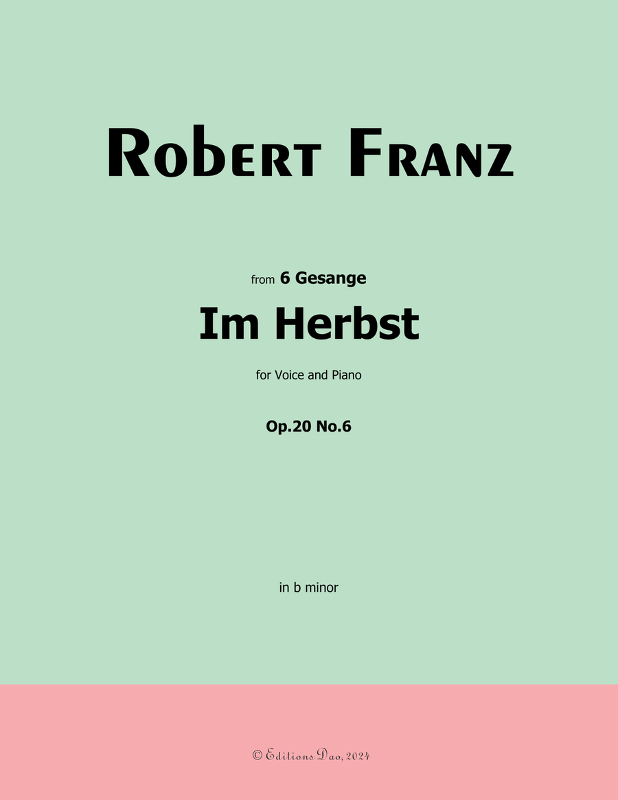 Im Herbst, by Robert Franz, in b minor Voice scores gallery preview page 1