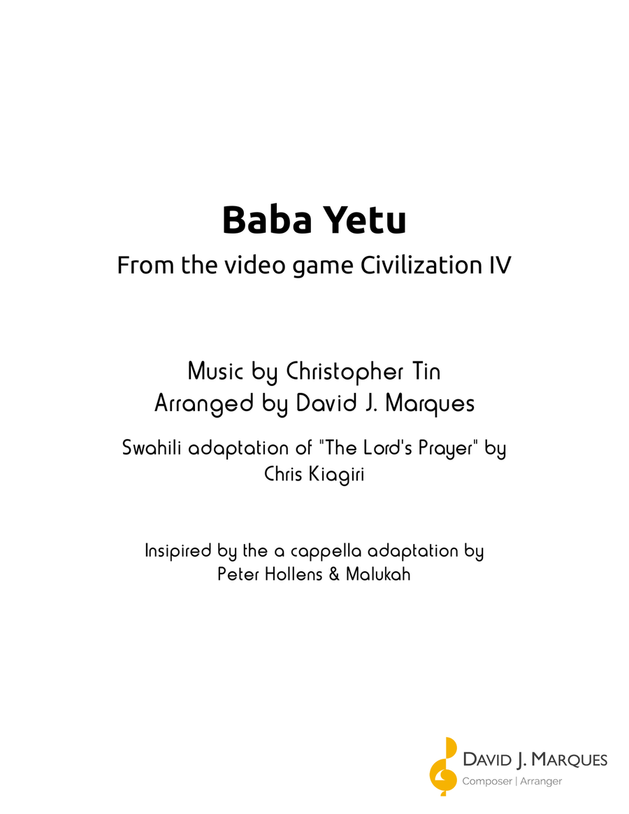 Baba Yetu A Cappella scores gallery preview page 1