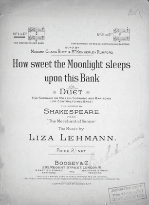 How Sweet the Moonlight Sleeps Upon This Bank. Duet