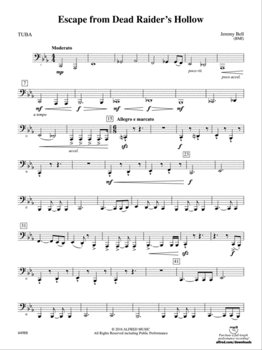 Escape from Dead Raider's Hollow: Tuba Concert Band scores gallery preview page 1