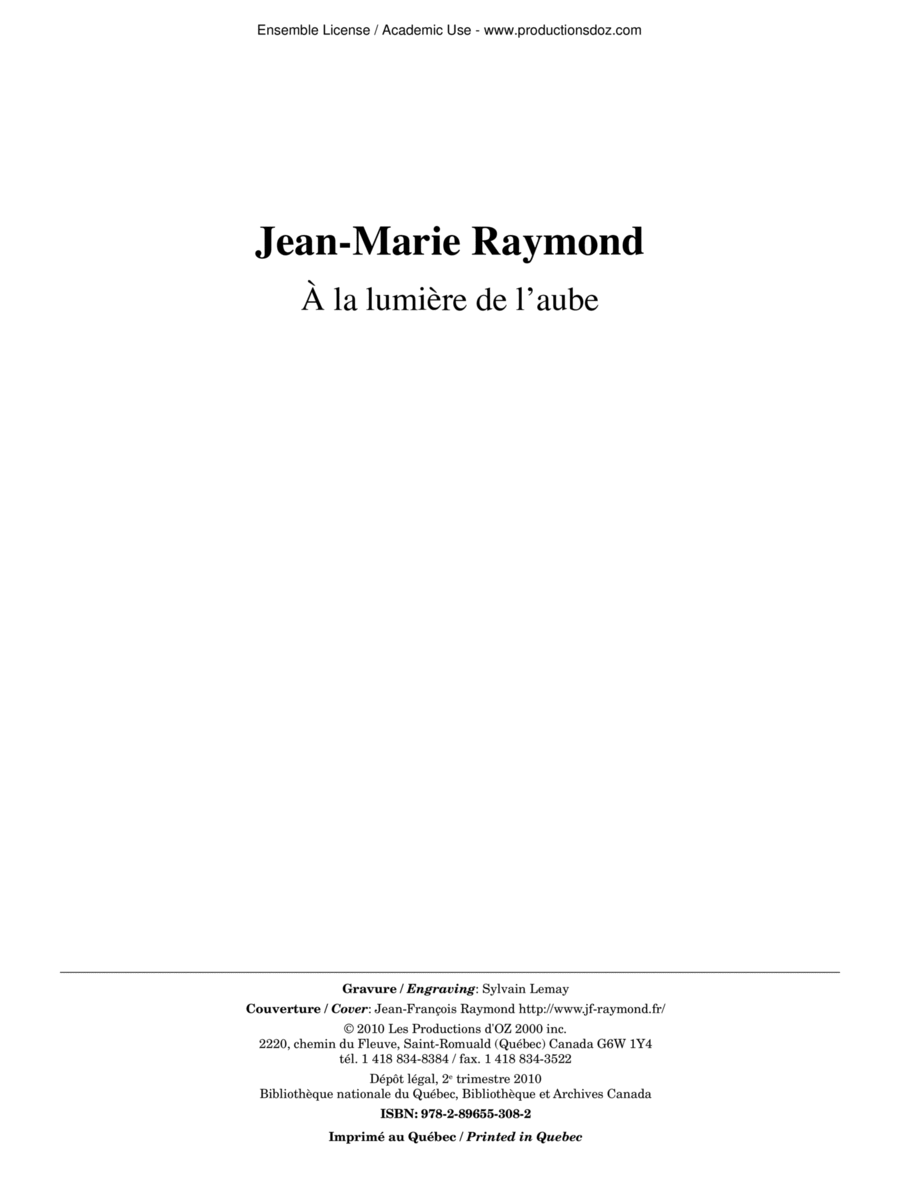 À la lumière de l’aube Classical Guitar scores gallery preview page 1