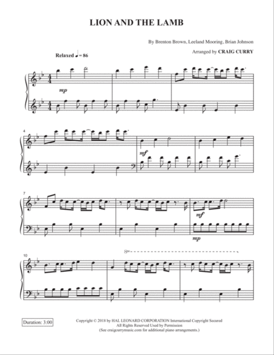 The Lion And The Lamb Piano Solo scores gallery preview page 2