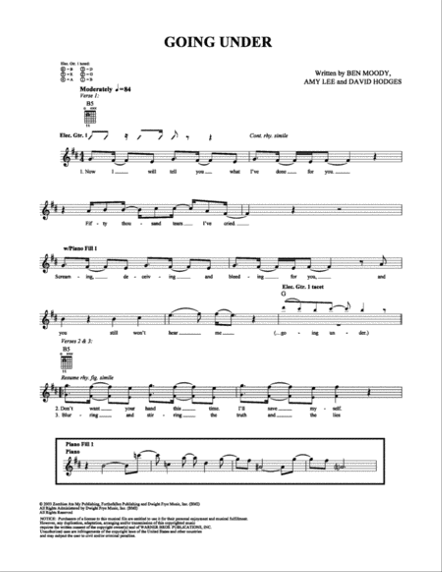 Going Under Going Under Electric Guitar scores gallery preview page 1