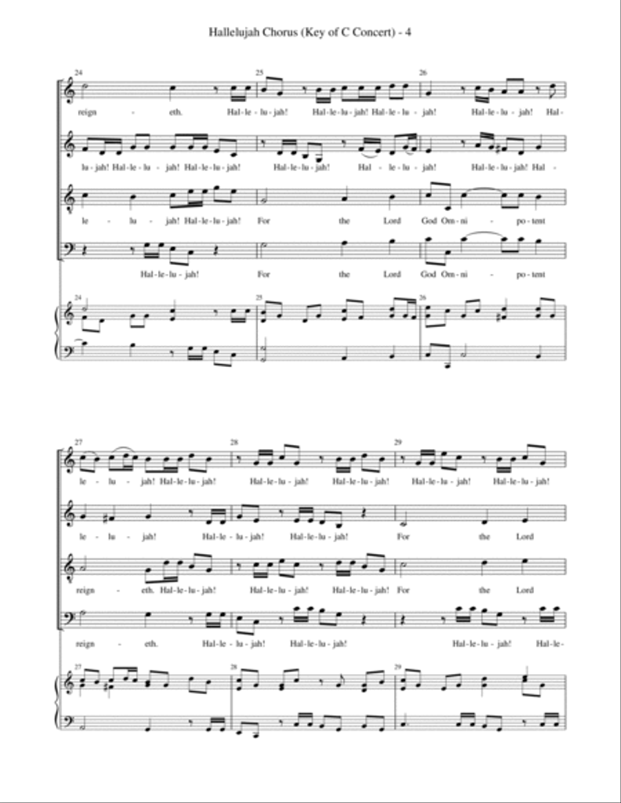 Hallelujah Chorus (SATB, key of C) 4-Part scores gallery preview page 5