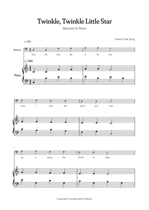 Twinkle, Twinkle Little Star • Easy bassoon sheet music with easy piano accompaniment