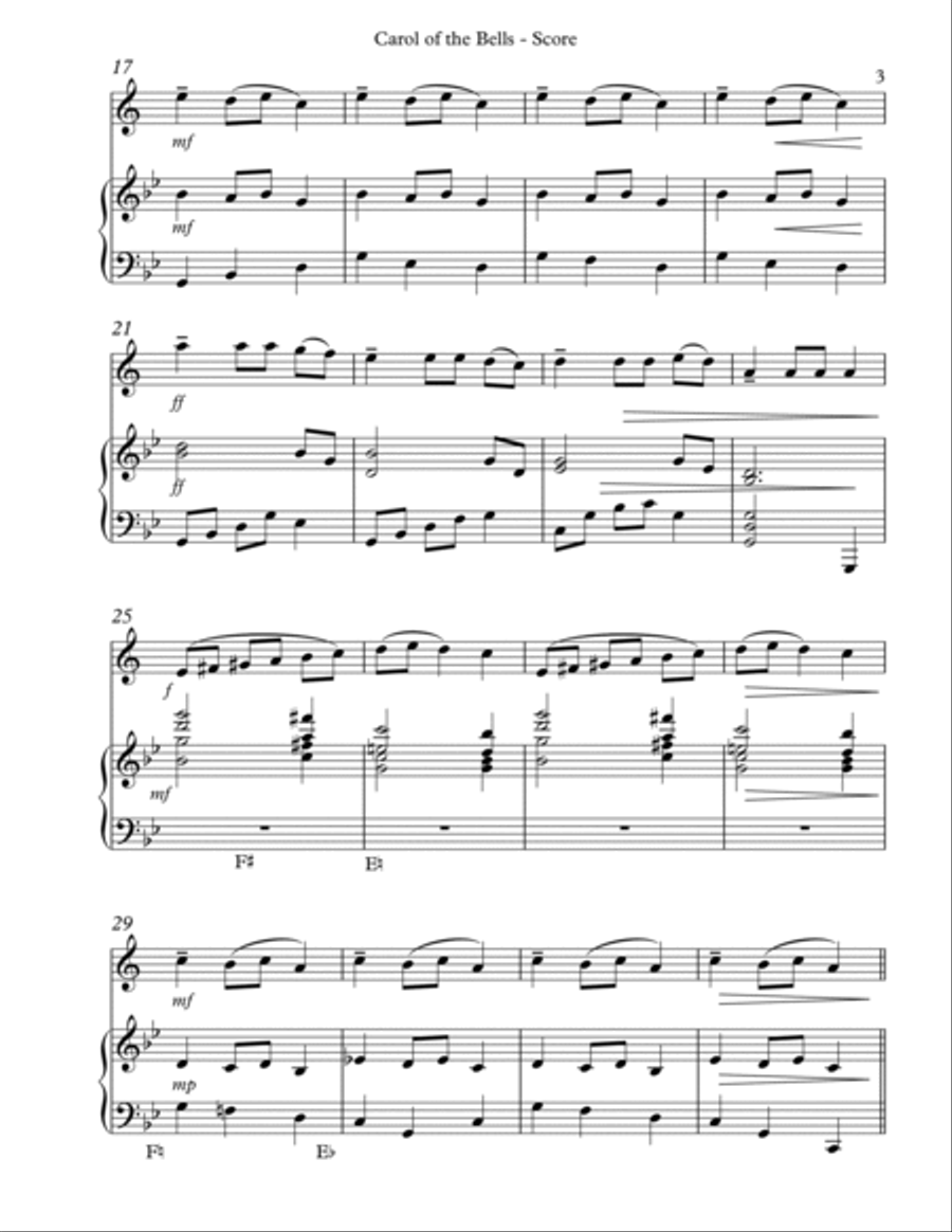 Carol of the Bells, Duet for Bb Trumpet and Pedal Harp image number null