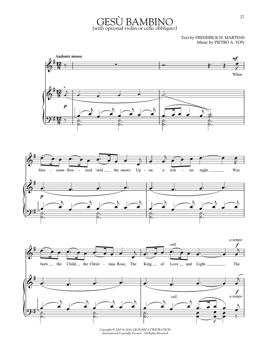 Gesu Bambino (The Infant Jesus) Voice scores gallery preview page 1