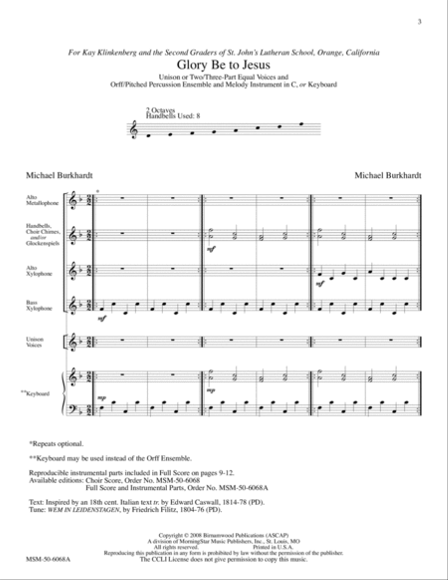 Glory Be to Jesus (Downloadable Full Score and Instrumental Parts) Choir scores gallery preview page 2