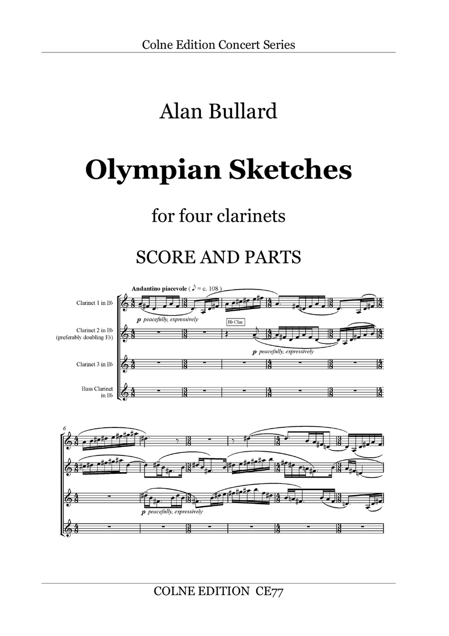 Olympian Sketches (for four clarinets) Clarinet Quartet scores gallery preview page 1