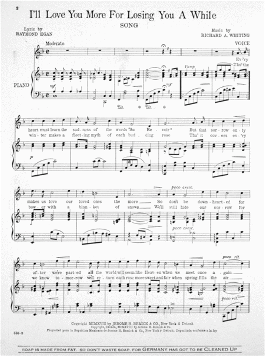 I'll Love You More For Losing You A While. Song Voice scores gallery preview page 2