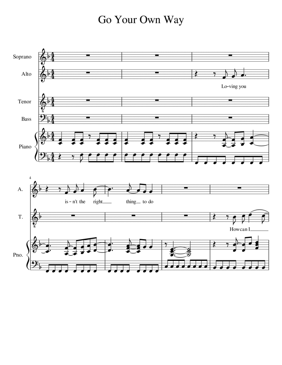 Go Your Own Way 4-Part scores gallery preview page 1