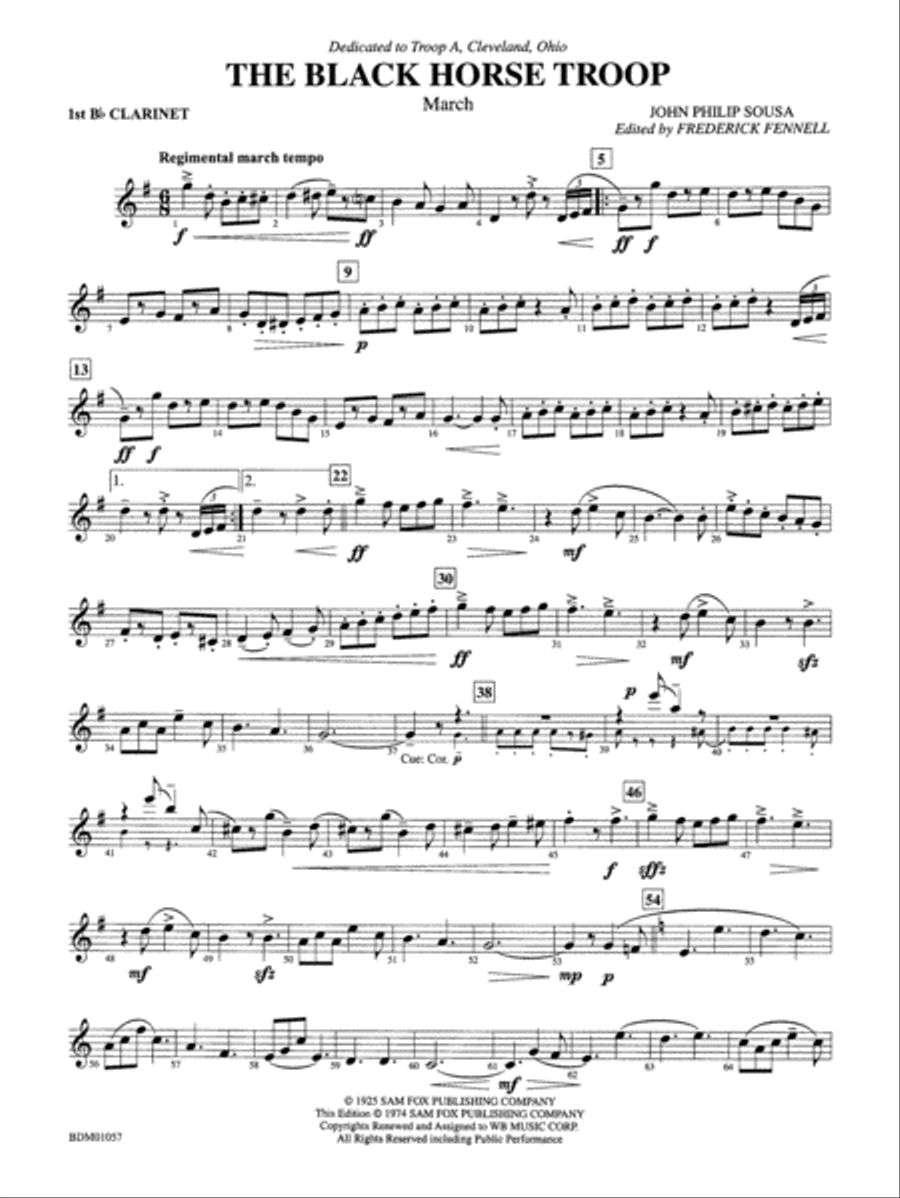 Black Horse Troop: 1st B-flat Clarinet Concert Band scores gallery preview page 1