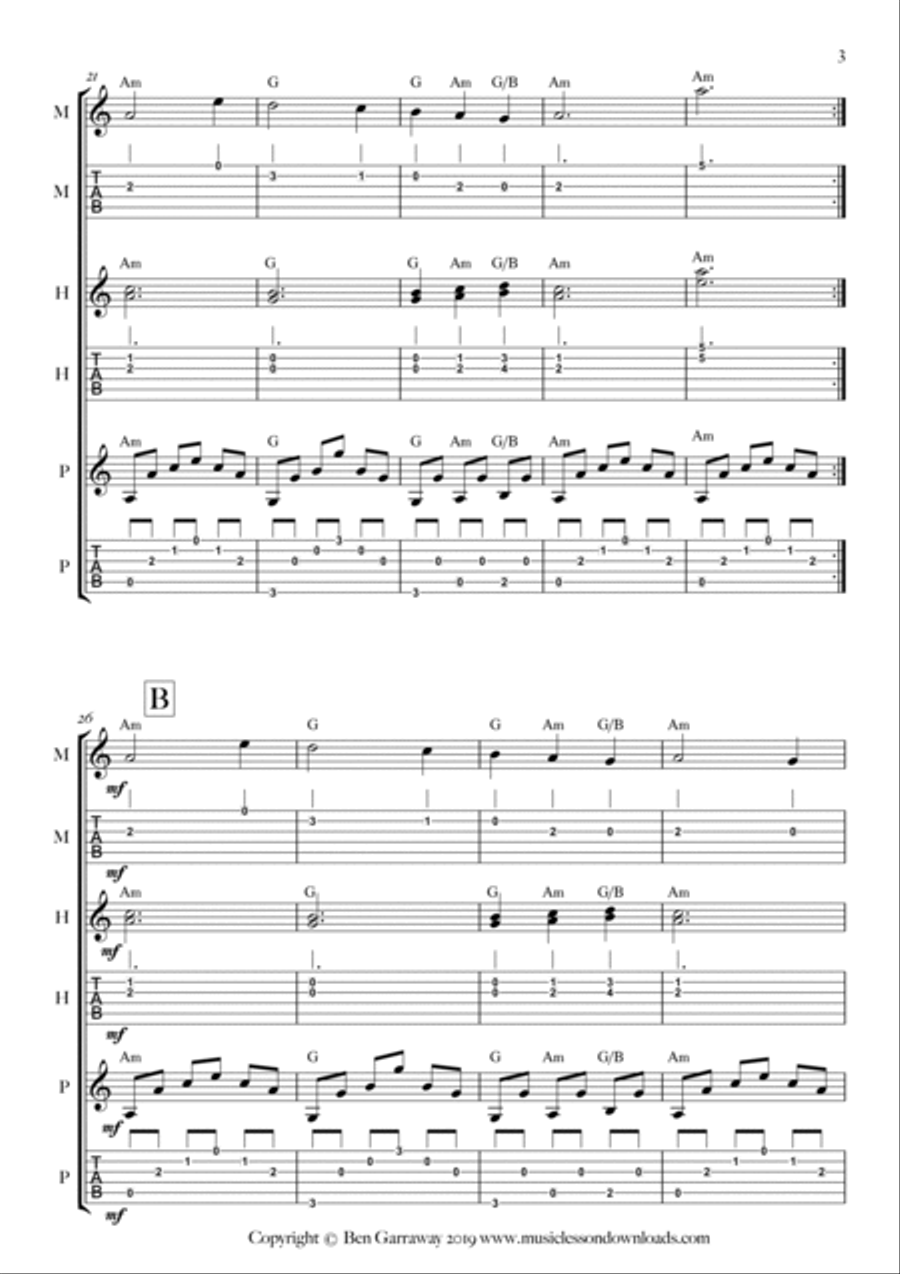 Scarborough Fair - Guitar Trio Guitar Ensemble scores gallery preview page 3